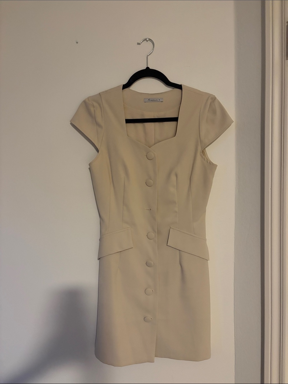 Cream Button-Front Mini Dress